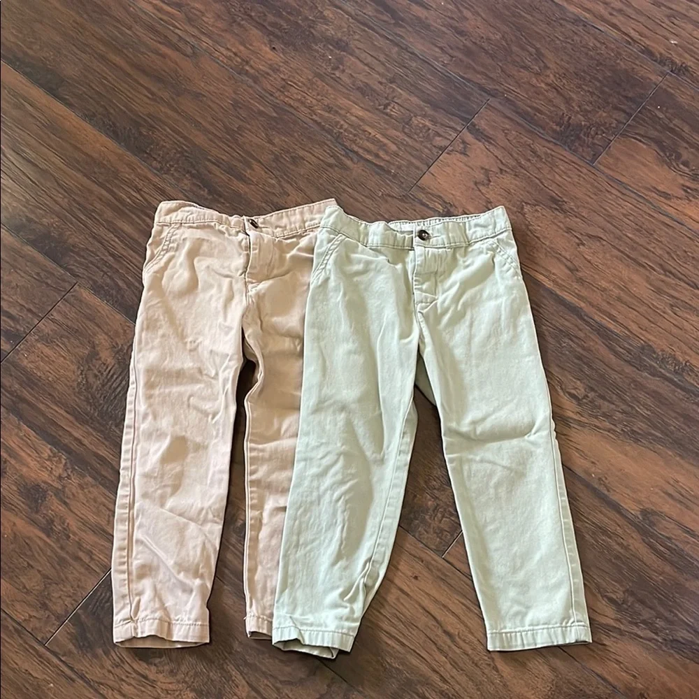 Carter's Beige and Light Green Kids Pants SZ 5T